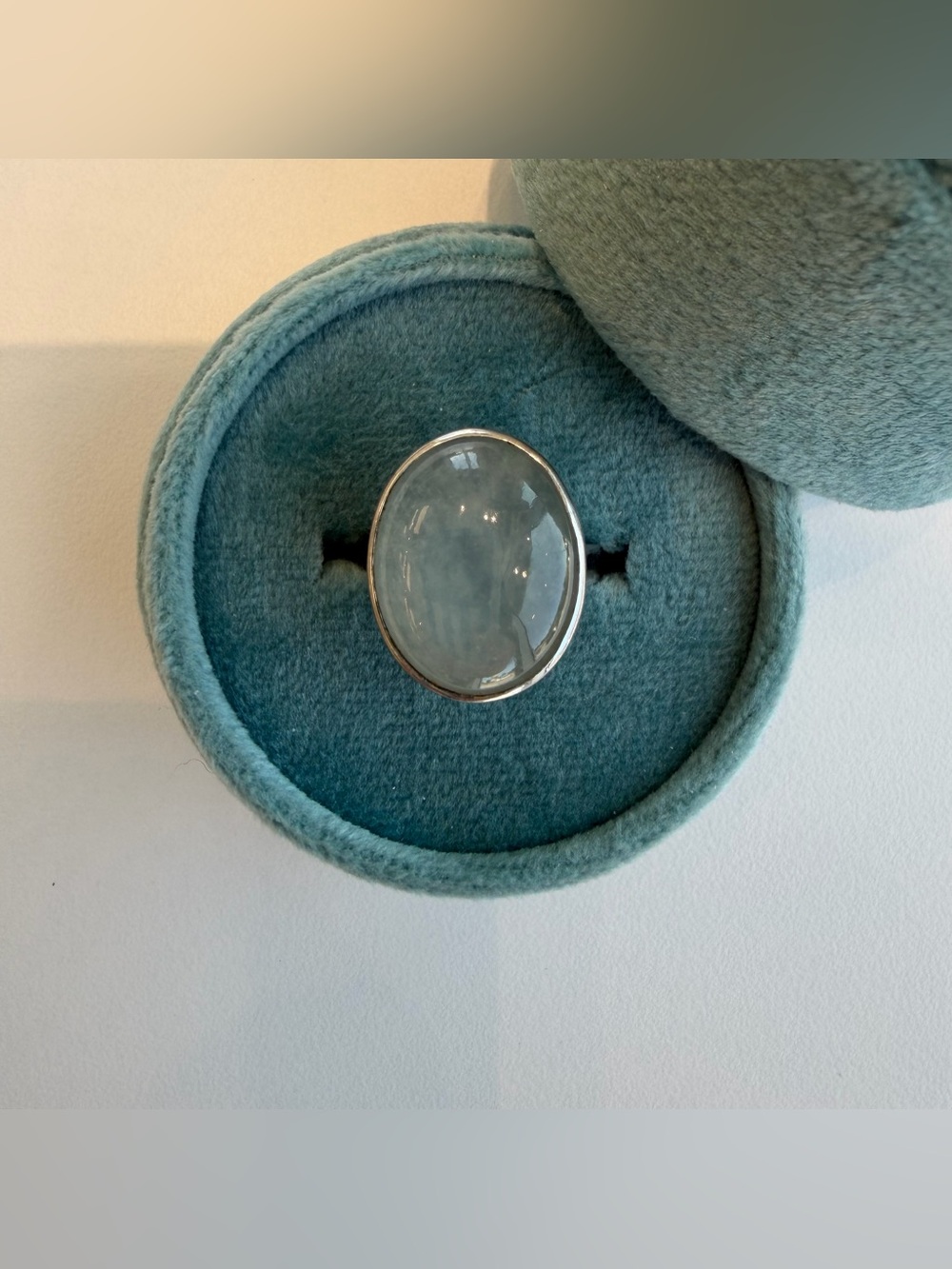 White Burmese Jadeite ring